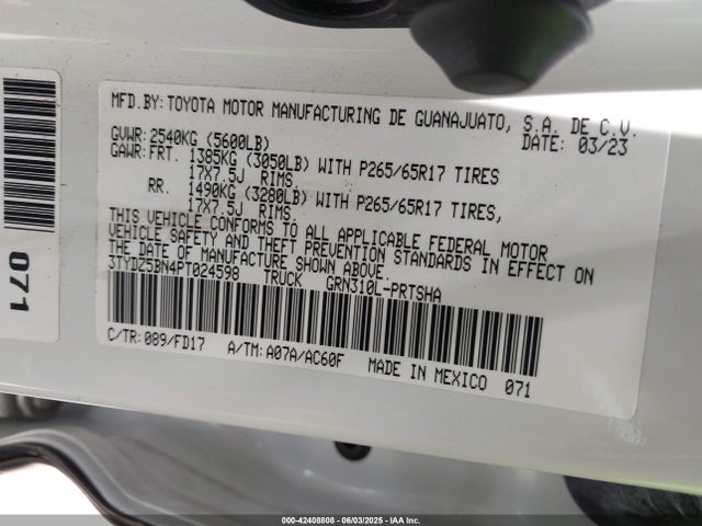 Toyota 2gr-fks 2023 3TYDZ5BN4PT024598 Image 9