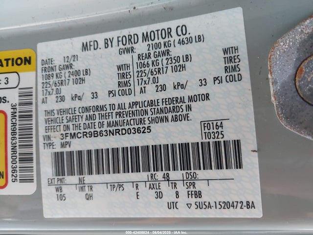 3FMCR9B63NRD03625 Ford dragon