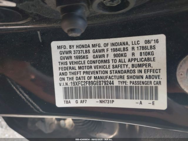 19XFC2F89GE079244 Honda CIVIC EX