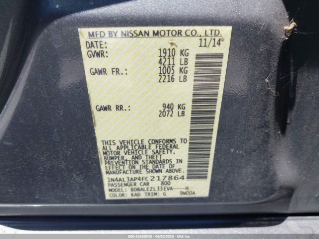 1N4AL3AP4FC217864 Nissan Altima 2.5 S