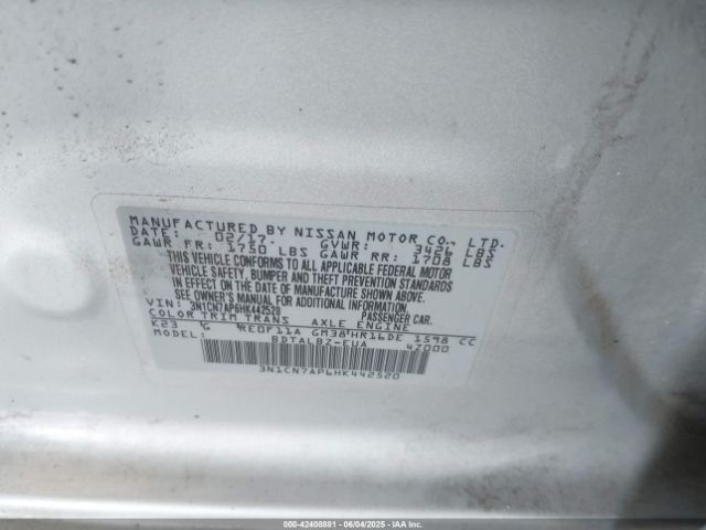 3N1CN7AP6HK442520 Nissan Versa 1.6 Sv