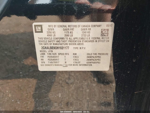 2GNALBEK6H1601177 Chevrolet EQUINOX LS