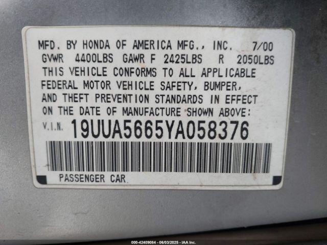 2000 ACURA TL 19UUA5665YA058376 Photo 8