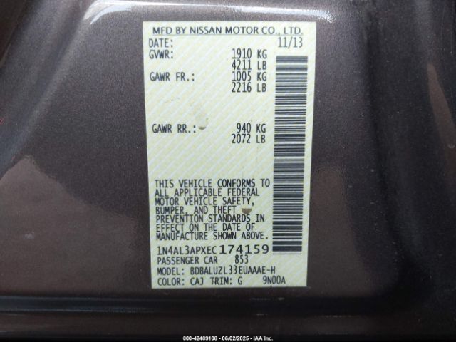 1N4AL3APXEC174159 Nissan 2014