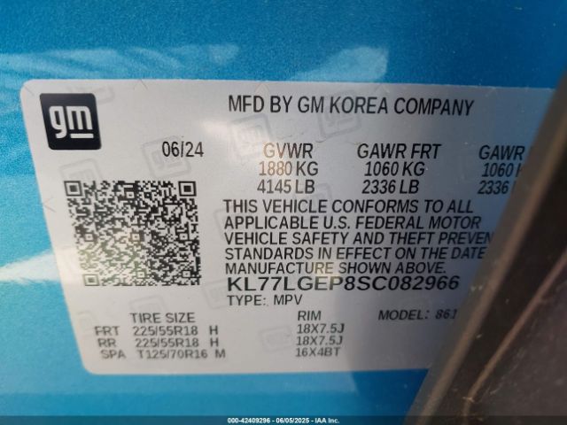 KL77LGEP8SC082966 Chevrolet Trax Fwd 1rs