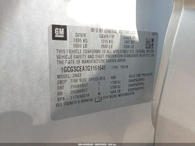 1GCGSCEA7G1161641 Chevrolet Colorado Lt