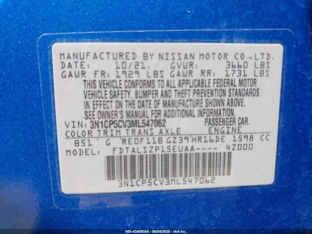 2021 NISSAN KICKS 3N1CP5CV3ML547062 Photo 8