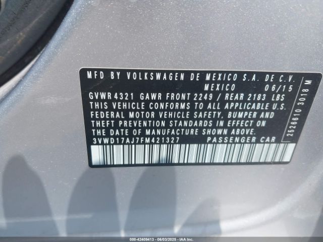 3VWD17AJ7FM421327 Volkswagen Jetta 1.8t Se