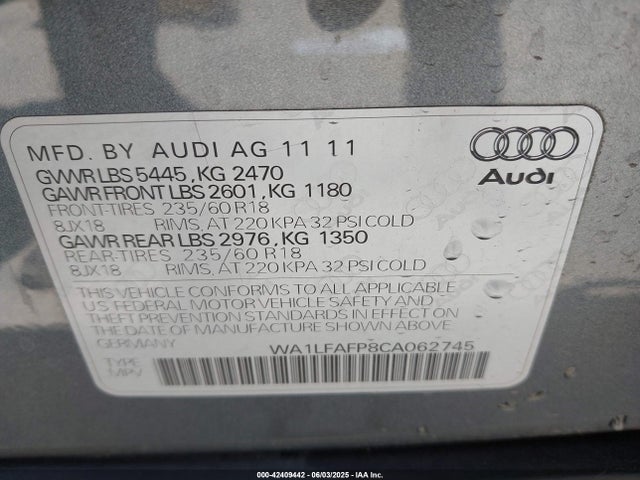 2012 AUDI Q5 WA1LFAFP8CA062745 Photo 8