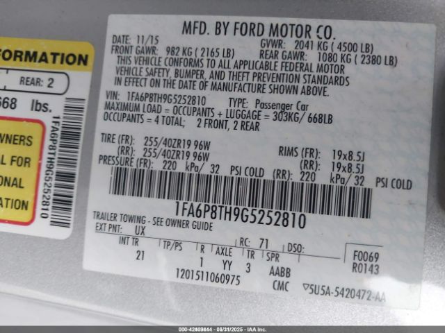 1FA6P8TH9G5252810 Ford Mustang Ecoboost