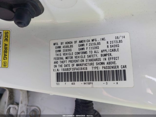 2015 ACURA TLX 19UUB2F35FA006406 Photo 8
