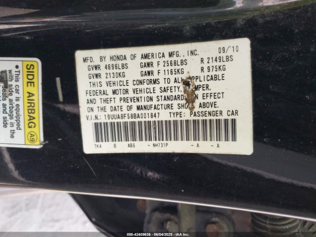 2011 ACURA TL 19UUA8F58BA001847 Photo 8