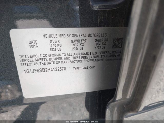 1G1JF5SB2H4122578 Chevrolet Sonic Premier Auto