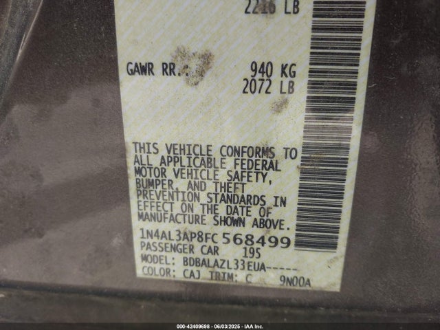 1N4AL3AP8FC568499 Nissan ALTIMA 2.5