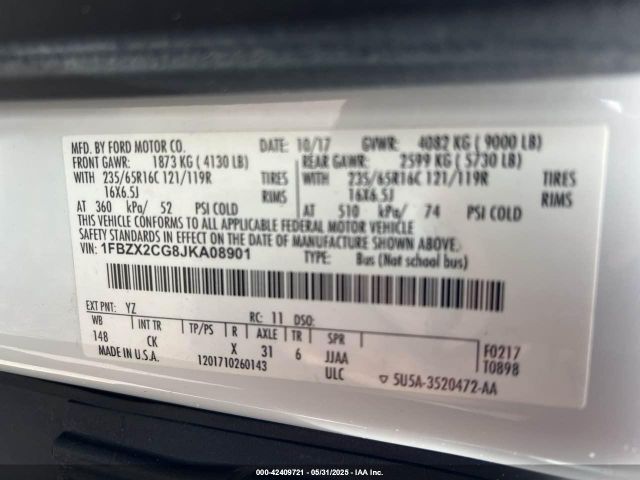 1FBZX2CG8JKA08901 Ford Transit T-350