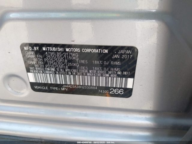 2017 MITSUBISHI OUTLANDER JA4AD3A38HZ030884 Photo 8