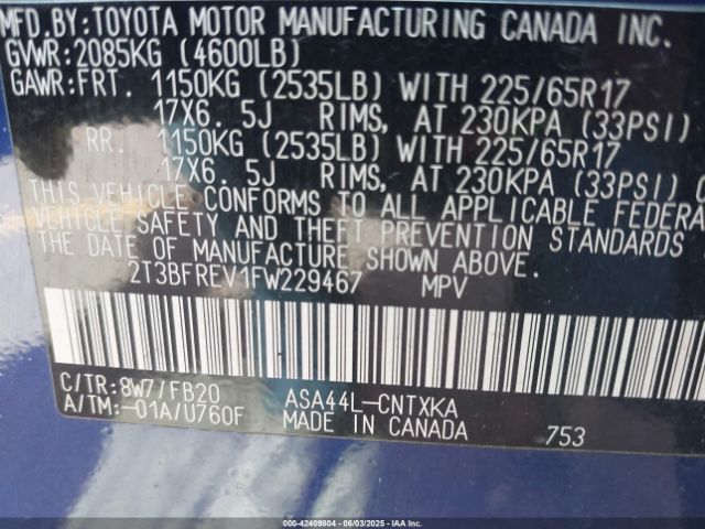 2015 TOYOTA RAV4 2T3BFREV1FW229467 Photo 8