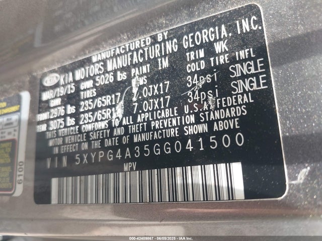 5XYPG4A35GG041500 KIA dohc gdi theta ii
