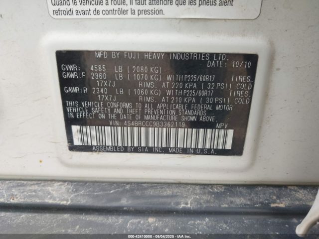 2011 SUBARU OUTBACK 4S4BRCCC9B3362119 Photo 8