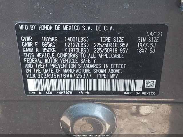 2021 HONDA HR-V 3CZRU5H16MM725377 Photo 8