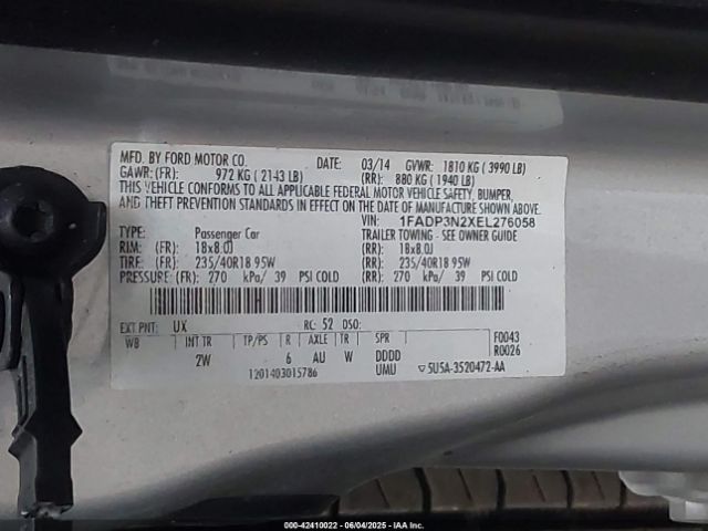 1FADP3N2XEL276058 Ford Focus Titanium
