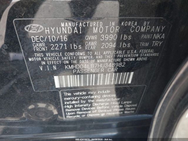 KMHD04LB7HU348982 Hyundai Elantra Sport