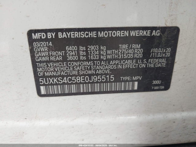 5UXKS4C58E0J95515 BMW X5