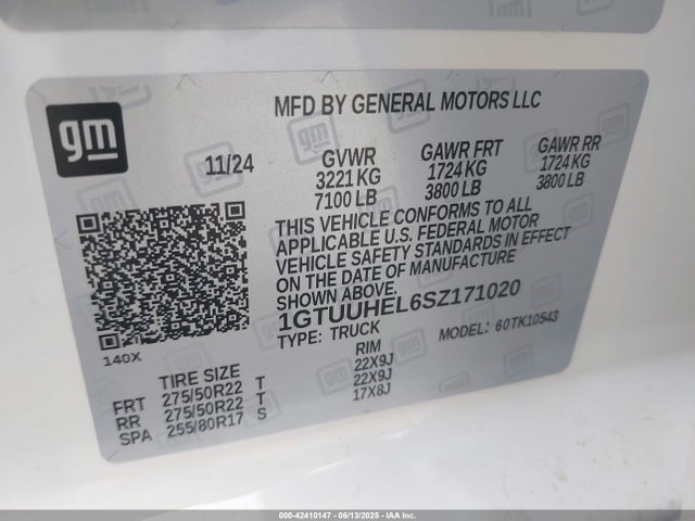 1GTUUHEL6SZ171020 GMC l87