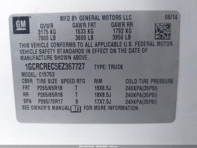 1GCRCREC5EZ367727 Chevrolet l83 - vvt, afm (active fuel management), aluminum