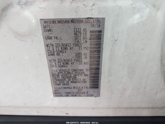 2016 NISSAN ROGUE 5N1AT2MV9GC833376 Photo 8