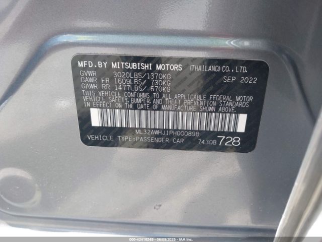 2023 MITSUBISHI MIRAGE ML32AWHJ1PH000898 Photo 8