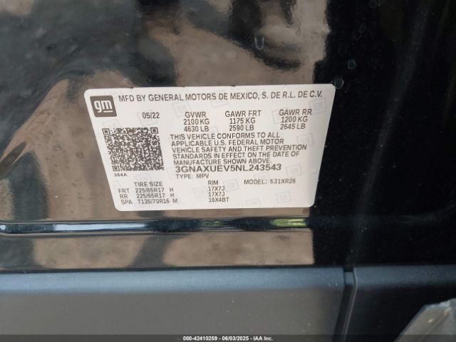 2022 CHEVROLET EQUINOX 3GNAXUEV5NL243543 Photo 8