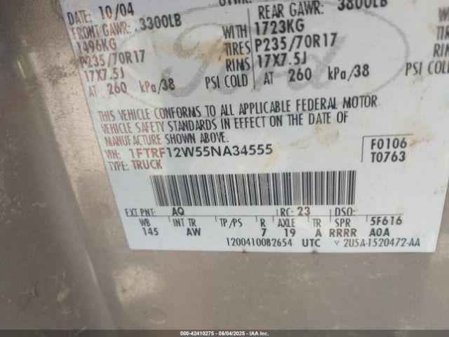 2005 FORD F-150 1FTRF12W55NA34555 Photo 8