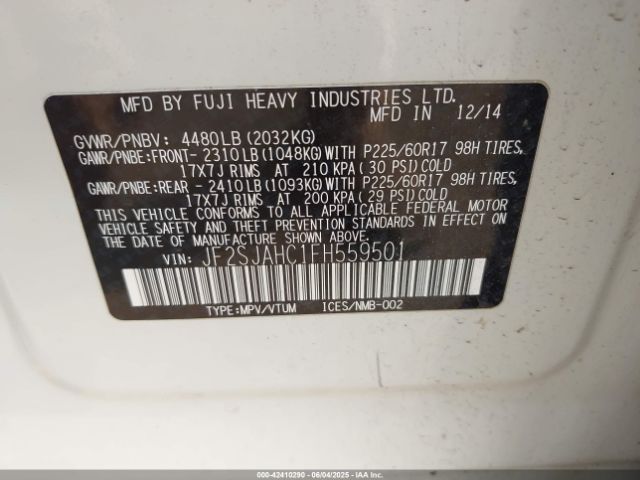 JF2SJAHC1FH559501 Subaru Forester 2.5i Limited