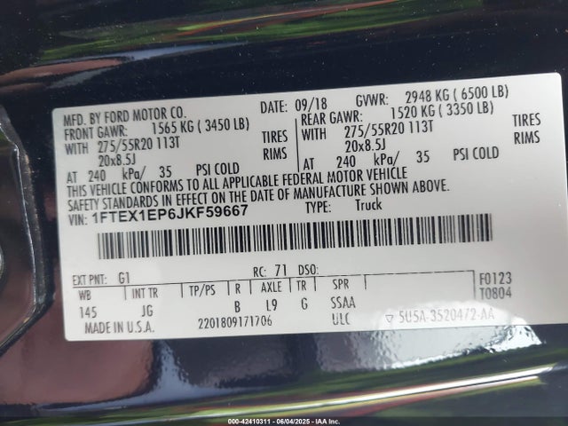 Ford 2.7l-4v 2018 1FTEX1EP6JKF59667 Image 9