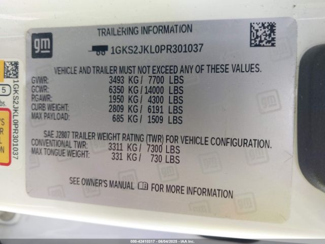 1GKS2JKL0PR301037 GMC Yukon Xl 4wd Denali