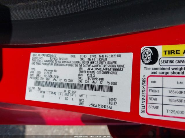 3FADP4EJ4FM166653 Ford FIESTA SE