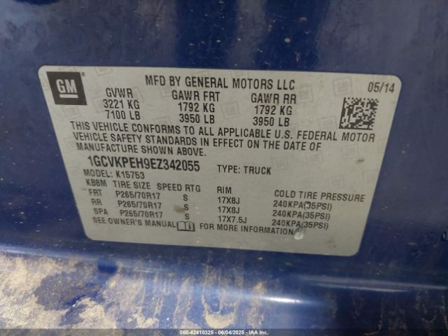 1GCVKPEH9EZ342055 Chevrolet Silverado 1500 Work Truck 2wt