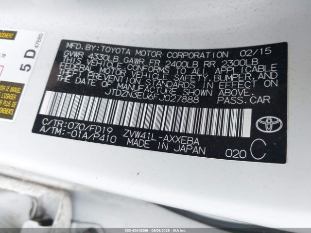 JTDZN3EU6FJ027888 Toyota Prius V Two