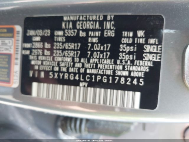 2023 KIA SORENTO 5XYRG4LC1PG178245 Photo 8