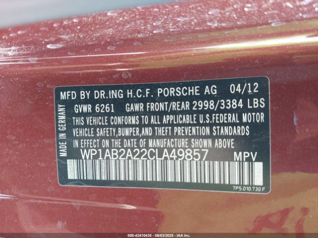 2012 PORSCHE CAYENNE WP1AB2A22CLA49857 Photo 8