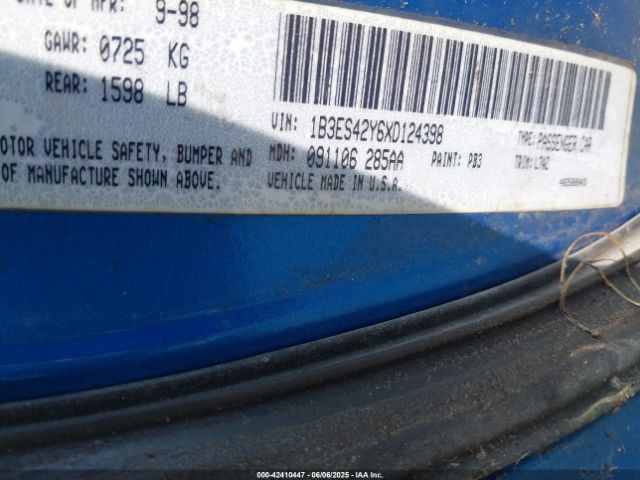 1999 DODGE NEON 1B3ES42Y6XD124398 Photo 8