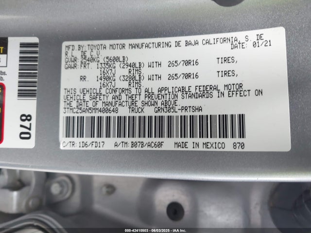 3TMCZ5AN5MM400648 Toyota 2gr-fks