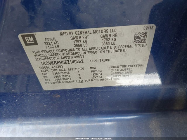 1GCVKREH5EZ149252 Chevrolet lv3 - vvt, aluminum, e85 max