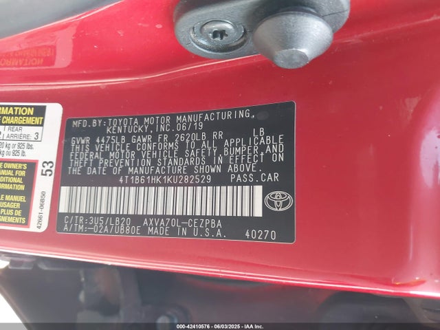 4T1B61HK1KU282529 Toyota a25a-fks