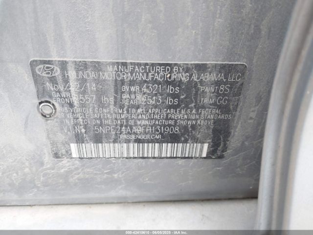 5NPE24AA0FH131908 Hyundai SONATA ECO