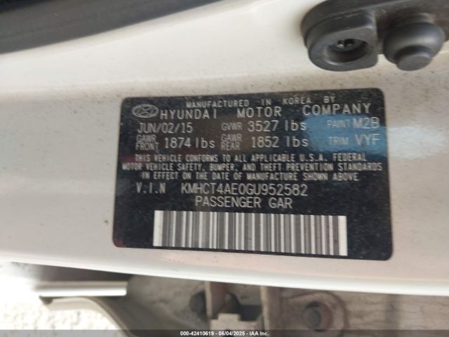 KMHCT4AE0GU952582 Hyundai ACCENT SE