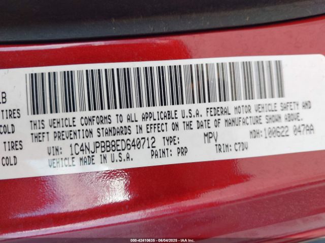 1C4NJPBB8ED640712 Jeep Patriot Sport