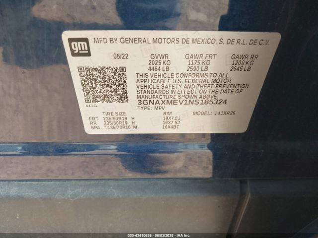 2022 CHEVROLET EQUINOX 3GNAXMEV1NS185324 Photo 8