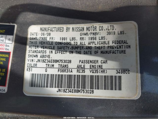 2008 NISSAN 350Z JN1BZ34E88M753028 Photo 8